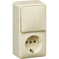 Afbeelding van Gira Opbouw combinatie wandcontactdoos randaarde 16A 250V creme wit