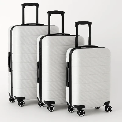 Afbeelding van 3 in 1 Kofferset TSA Slot 360 Graden wielen Polycarbonaat Silver White