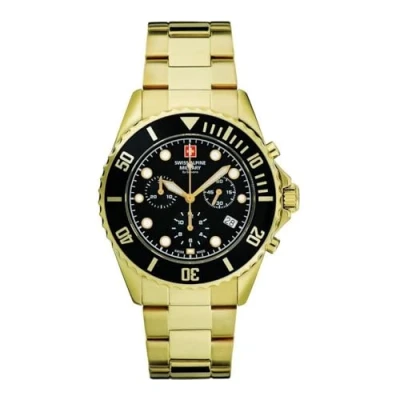 Afbeelding van Swiss Alpine Military 7053.9 Herenhorloge, chronograaf, analoog, kwarts, roestvrij staal, goud/zwart/zwart 9117sam