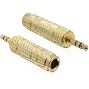 Afbeelding van Adapter Audio Jack 3,5mm St &gt; 6,35mm Bu 3 Pin Metaal Goud Delock Del