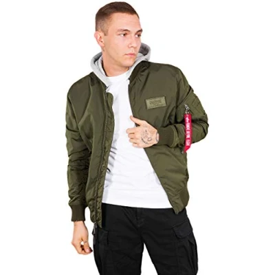 Afbeelding van Alpha Industries MA1 TT HOOD Bomberjacks, Heren, Maat: Small, Dark green