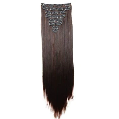 Afbeelding van CAISHA XXL 60cm 8 Delige Set Clip In Extensions Haarextensies Haarstukje Glad Donkerbruin Mix CES23