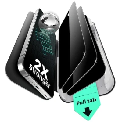 Afbeelding van ESR Privacy Displaybeschermfolie voor iPhone 14 Pro Max, 9H+ gehard glas, geen luchtbellen en stof, militaire bescherming, duurzaam, met eenvoudig installatiegereedschap, 3 verpakkingen