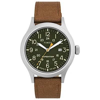 Afbeelding van Timex Expeditie Scout nylon band heren horloge, Bruin/Zilver Toon/Groen, Size 40