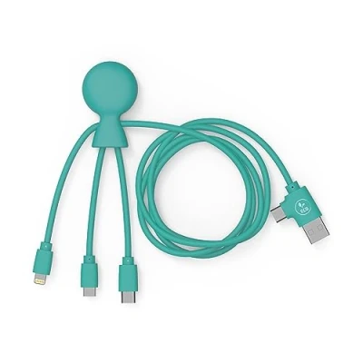 Afbeelding van Xoopar Mr Bio LONG kabel Mint Multi USB Micro C Lightning multiconnectorkabel