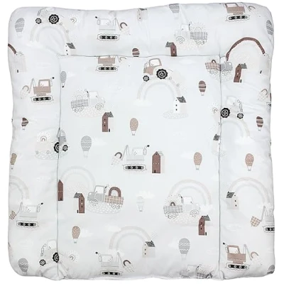 Afbeelding van TupTam Baby Aankleedkussen met Patronen, Tractoren/Regenbogen/Beige, 70 x cm