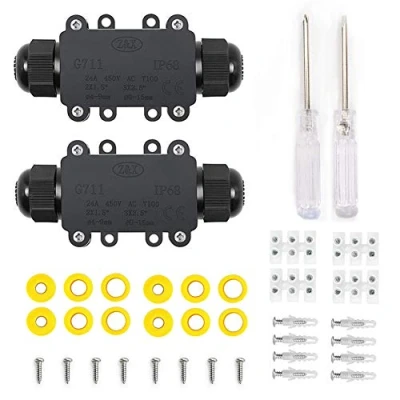 Afbeelding van YIXISI 2 Stuks Waterdichte Aansluitdoos, 3 Poool IP68 Connector, Weg Kabel Wartel Externe Ø 4 15 mm (Zwart, PA66), Buiten Connector