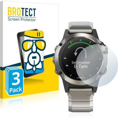 Afbeelding van BROTECT Screenprotector voor Garmin quatix 5 Folie Beschermfolie Beschermglas transparant (3 Stuks)