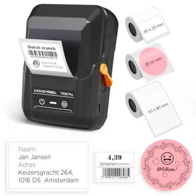 Afbeelding van SUPVAN T50M Pro Label Printer Bluetooth en 3 rol waterdichte Labels Stickers Veelzijdige App met 40+ Lettertypen 700+ Pictogrammen Thermische Maker Machine voor Thuis, Keuken, School