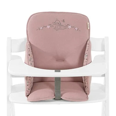 Afbeelding van Hauck Cosy Babystoel, kussen voor hoge stoel, Evolutionaire Alpha Plus en Beta, universele overtrek, antislip, rugleuning, katoen (Bambi Rose)