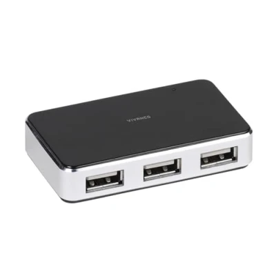 Afbeelding van Vivanco IT USBHUB4PWR USB 2.0 hub 4 poorten Zwart, Zilver