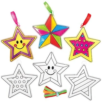 Afbeelding van Baker Ross AX414 Ster Raamdecoraties Pakket Van 10, Voor Kinderen Om Te Ontwerpen, In Richten En Weer Geven, Creatieve Zomerknutselset, Ideale Kinderkunst Knutselprojecten
