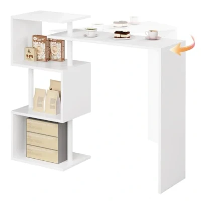 Afbeelding van WOLTU BT27sz Bartafel Keukentafel Zwart in Spaanplaten en staal met 3 planken,Countertafel Bistrotafel modern 134x38x112cm