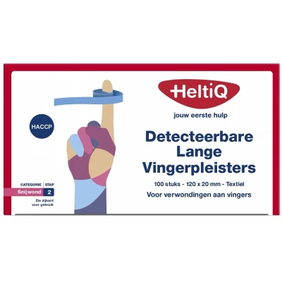 Afbeelding van Heltiq Detect vingerpleister lang textiel 120 x 20 100 stuks