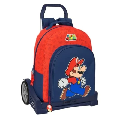 Afbeelding van Schoolrugzak met Wielen Super Mario Trick Rood Donkerblauw 32 x 42 15 cm