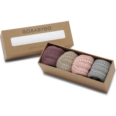 Afbeelding van GoBabyGo Combo Box katoen antislip sokjes / Dusty Rose, Misty Plum, Grey Melange, Sand 1 2y 20 22