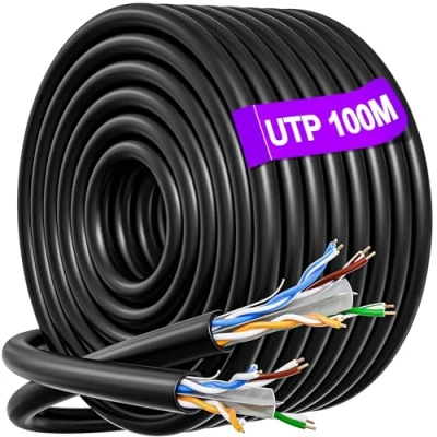 Afbeelding van Internet Kabel 100 meter, CAT6 Hoge snelheids Netwerkkabel 100m, Extra Lange Bulk Ethernet Buiten Weerbestendig, Gigabit internetverbinding, RJ45 Lang LAN voor Switch, Modem, Router