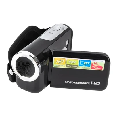 Afbeelding van Videocamera, 16X HD 1080 * 720 2 inch TFT LCD scherm digitale videocamera camcorder ondersteunt fotografie en video voor fietsen, klimmen hardlopen. Beste cadeau verjaardag. (Zwart)