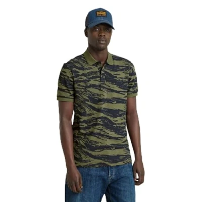 Afbeelding van G STAR RAW Dunda Slim Ao Polo met korte mouwen, Veelkleurig (Shadow Olive 2l Tiger Camo D24359 c335 g393), XS