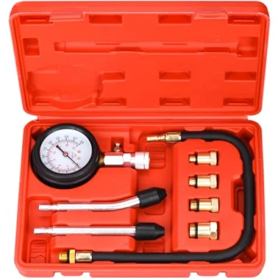 Afbeelding van HATANSE Compressietester, compressiemeter, benzine, met bougietester, manometer en 4 adapters, M10, M12, M14, M18, meting 0 20 bar of 300 psi voor auto, vrachtwagen, motorfiets