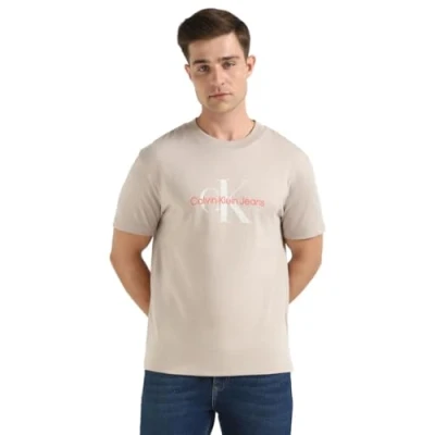 Afbeelding van Calvin Klein Jeans Textured Monologo TEE Tshirt print, Heren, Maat: Medium, Atmosphere