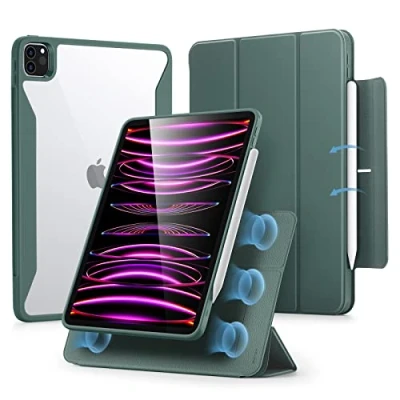 Afbeelding van ESR Hybride hoes voor iPad Pro 12.9 (2022/2021), met potloodhouder, 12,9 inch, afneembare magnetische hoes, Rebound 360 serie, bosgroen