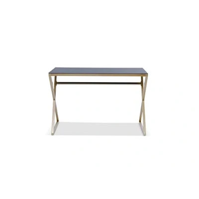 Afbeelding van Jahnke Glazen bureau Xtra Desk zwart glas/goudkleurig