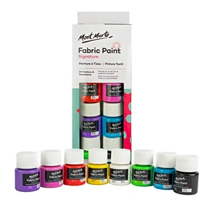 Afbeelding van Mont Marte Textielverf Set 8 stuks x 20ml Permanente Textielverfkleuren Hoogwaardige Kleuren Ideaal voor Kleding, Tassen en alle Stoffen Perfect Beginners Professionals