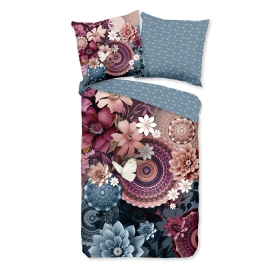 Afbeelding van Luxe Satijnen Dekbedovertrek 155x220 cm Mandala en Bloemen Print Multi 1 Persoons 100% Katoen Satijn