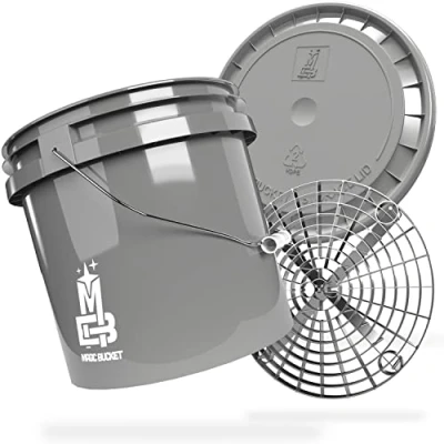 Afbeelding van Magic Bucket Autohandwasbundel, wasemmer met bijpassende emmerdeksel, ca. 13 liter, Grit Guard emmerinzetstuk vuilzeef, wasset, grijs/zilver