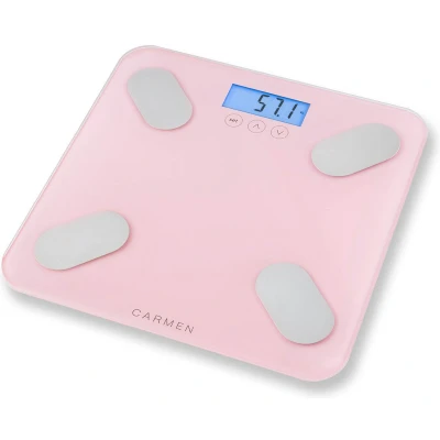 Afbeelding van Carmen CBS0301P Personenweegschaal Weegt tot180 KG Digitaal Lichaamsanalyse BMI Geheugen tot 10 gebruikers Roze