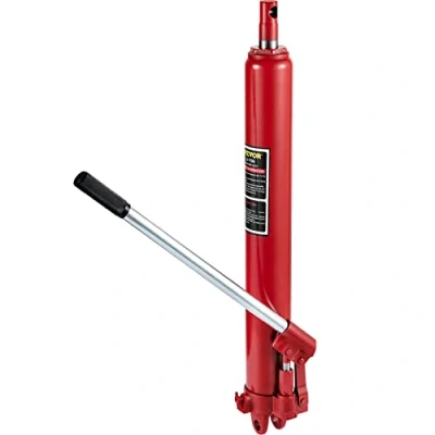 Afbeelding van VEVOR Hydraulische lange ramenlift, 3 t capaciteit, met enkele zuigerpomp en vorkkopvoet, handmatige hefwerklift handgreep, voor garage /winkelkranen, motorhefbrug, rood