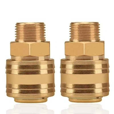 Afbeelding van 2 delige persluchtkoppeling interne connector 3/8 &quot;buitendraad messing mannelijke koppelingsconnector koppelingsmof slangconnector klepmof schroefdraad