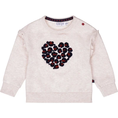 Afbeelding van Dirkje baby sweater met printopdruk en ruches beige