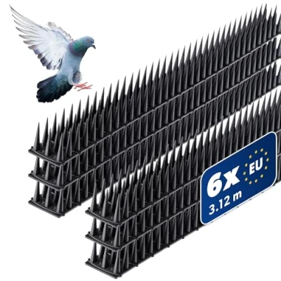 Afbeelding van Vogelafweer van kunststof, 51 x 4 3,5 cm dierenafweer, 3 rijen, spikes voor kat, marter, duif, hek, vensterbank, dak, duivenafweer, vogelbescherming, robuust 6 stuks, Zwart