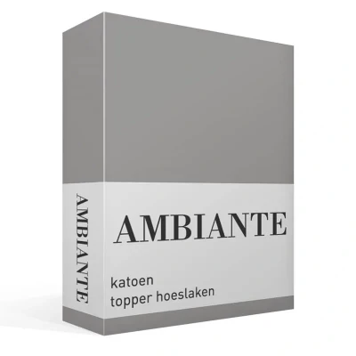 Afbeelding van Ambiante Cotton Uni topper hoeslaken Lits jumeaux (160x200 cm) Grijs