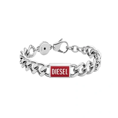 Afbeelding van Diesel DX1371040 Armband staal zilverkleurig rood