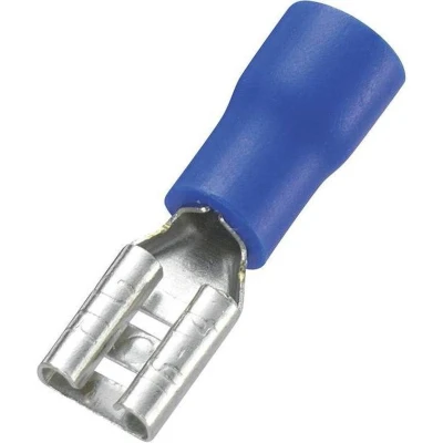 Afbeelding van TRU COMPONENTS 745180 Platte stekker (female) Insteekbreedte: 4.8 mm Insteekdikte: 0.8 180 Deels geïsoleerd Blauw 100 stuk(s)