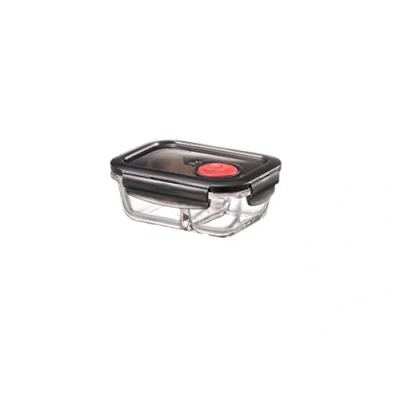 Afbeelding van Lock &amp; Vershouddozen van glas, vierkant, met deksel en inzetstuk voor oven, magnetron om in te vriezen, 320 ml