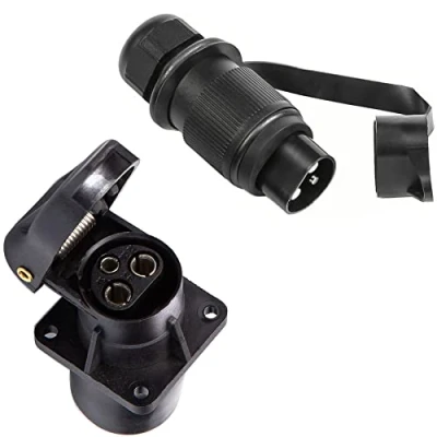 Afbeelding van SPARKMOTO Aanhangerstekker, 3 polig, aanhanger, stopcontact, DIN 9680, 12 V, tractor, polige stekker en tractorstopcontact, waterdicht design, voor aanhangers, landbouwmachines,