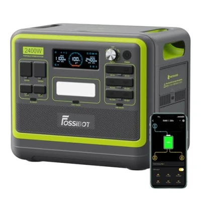 Afbeelding van FOSSiBOT F2400 Powerstation op zonne energie, draagbaar, 2048 Wh LiFePO4 accu back up met 2400 W, 3x AC uitgangen (4800W piek), zonnegenerator voor outdoor, camping, camper, reizen, thuisgebruik