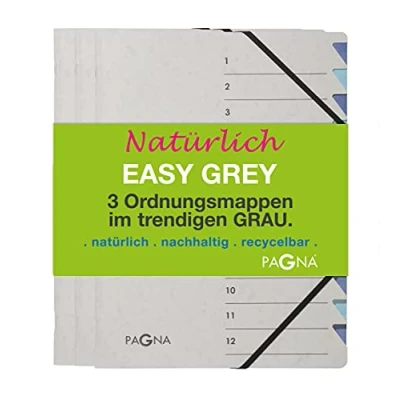 Afbeelding van PAGNA 44008 00 opbergmapset 12 vakken Easy Grey gesorteerd 3 stuks