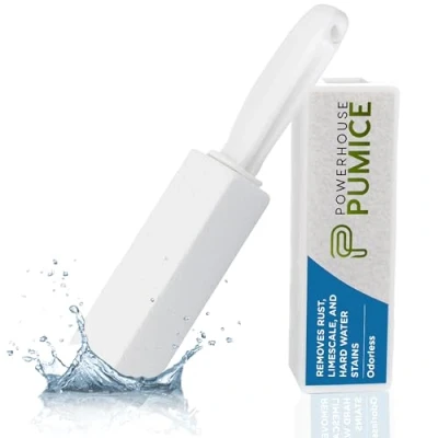Afbeelding van Powerhouse Pumice Toiletpot reinigingssteen met handvat vlekverwijderaar, reinigt kalkaanslag, harde waterringen, calciumopbouw, ijzer en roest