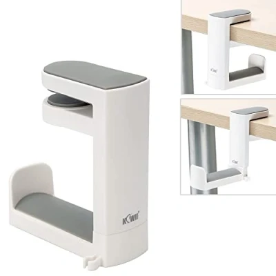 Afbeelding van KIWIFOTOS Hoofdtelefoonstandaard, houder met 360 draaibare headset hanger en verstelbare veerklem, desktop hoofdtelefoonhanger oortelefoonclip gaming haakbevestiging, wit