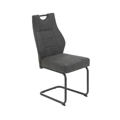 Afbeelding van Apollo Set van 1 eetkamerstoel, schommelstoel Linda, vintage antraciet, rond onderstel grijs, comfortabele zitting met veermand, 140 kg belastbaar