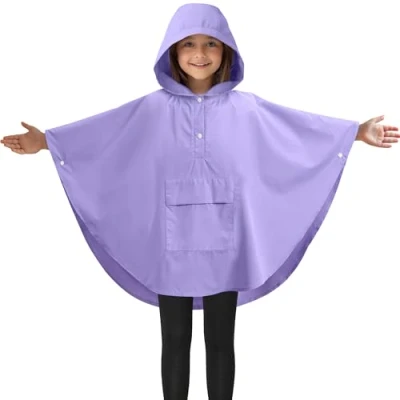 Afbeelding van JEMIDI unisex regenjas kind Van 6 tot 10 jaar kleur veranderende regenponcho Fietsponcho met draagtas Waterdicht en ademend Paars