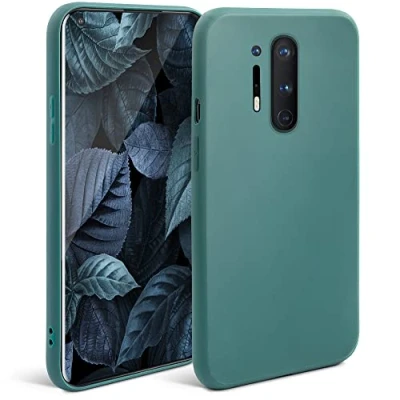 Afbeelding van Moozy Minimalist Series Siliconen Hoes voor OnePlus 8 Pro, Blauw Grijs Matte Afwerking Slanke Zachte Lichtgewicht Beschermhoes Telefoonhoesje TPU Silicone Case Cover