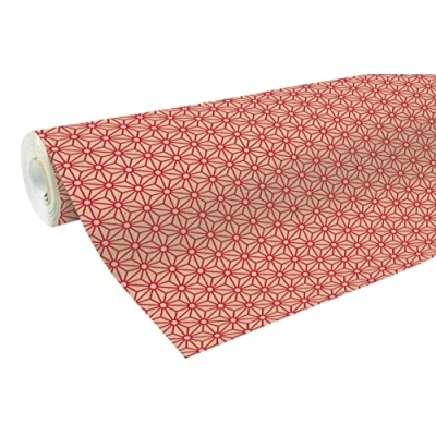 Afbeelding van Clairefontaine Ref 223802C gerecycled Kraft Long Roll inpakpapier (enkele rol) 70cm breedte x 50m lengte, 70gsm kraftpapier Rood geometrisch ontwerp