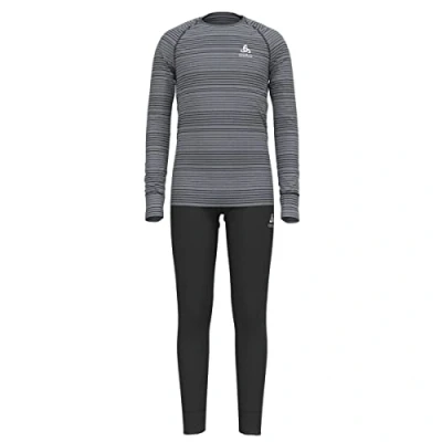 Afbeelding van Baselayerset Odlo Kids Long Active Warm Eco Set Black Grey Melange Maat 104