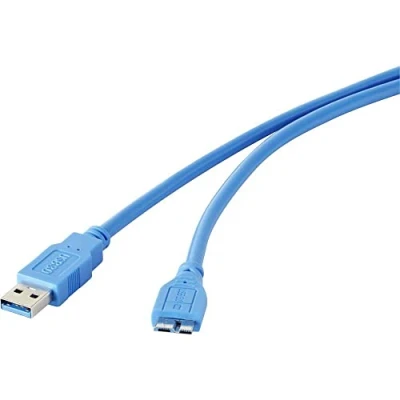 Afbeelding van Renkforce USB 3.2 Gen 1 (USB 3.0) 0.30 m Blauw Vergulde steekcontacten [1x stekker A 1x Micro B 3.0)]